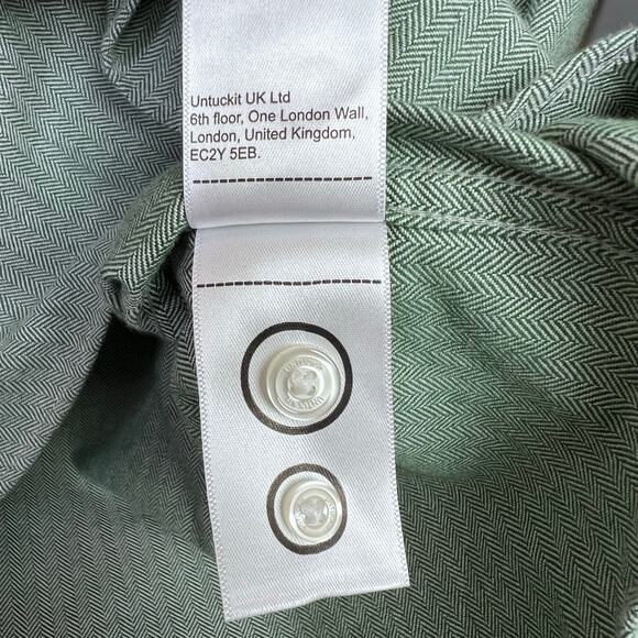 UNTUCKit Librando Cotton Button Down Shirt Slim Fit in Green Men's Size Medium - Picture 15 of 16